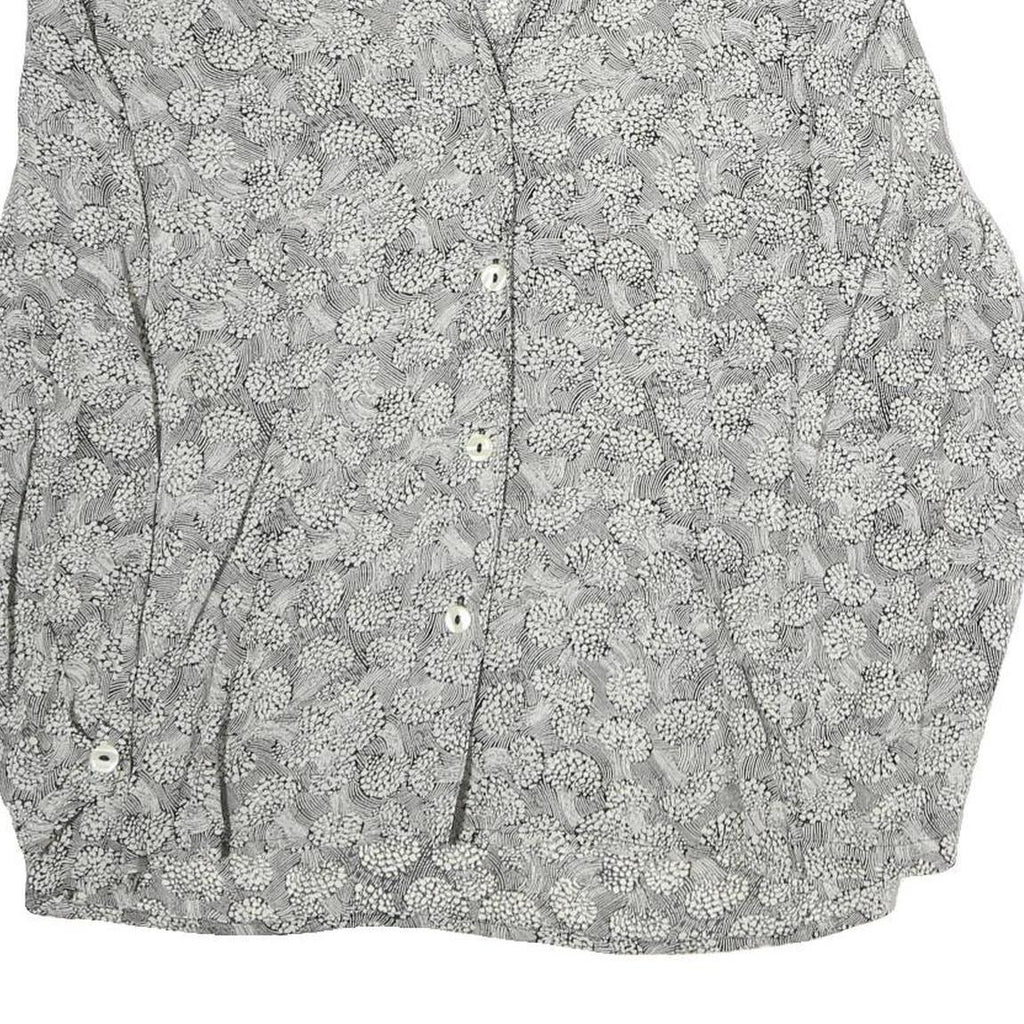 YESSICA Womens Grey Printed Long Sleeve V-Neck Blouse M Patterned Top