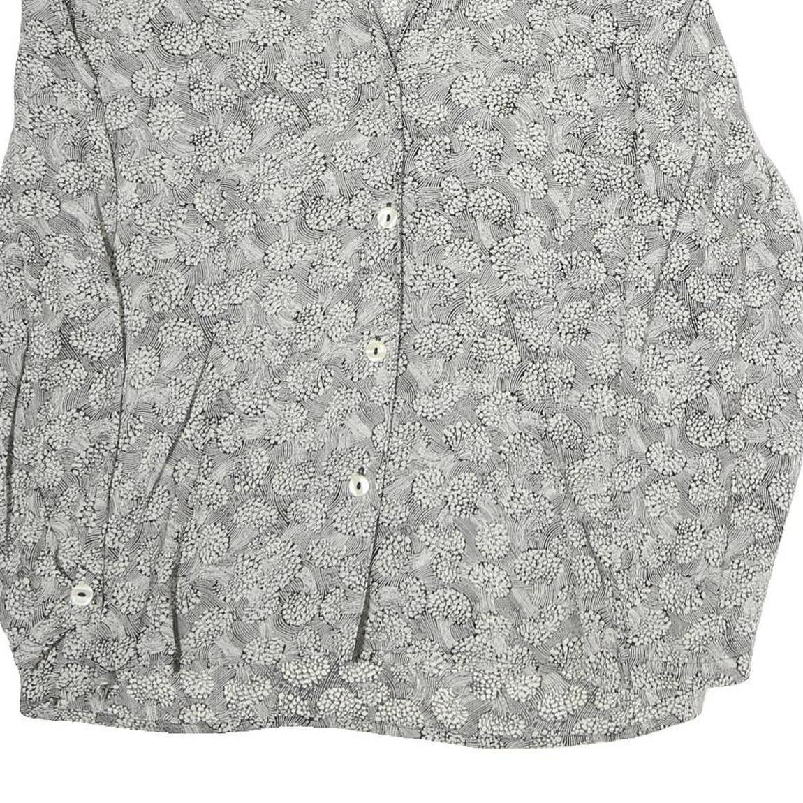 YESSICA Womens Grey Printed Long Sleeve V-Neck Blouse M Patterned Top