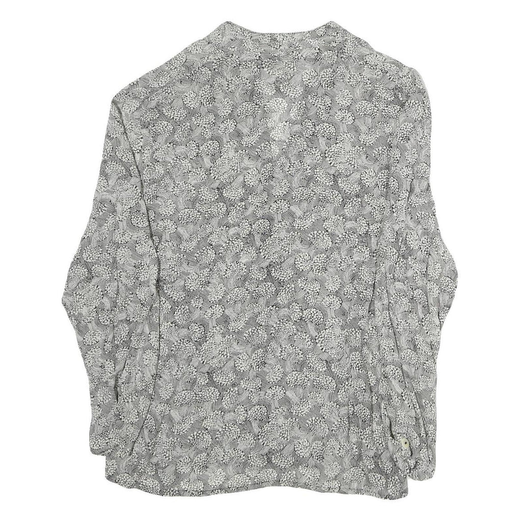 YESSICA Womens Grey Printed Long Sleeve V-Neck Blouse M Patterned Top