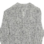 YESSICA Womens Grey Printed Long Sleeve V-Neck Blouse M Patterned Top