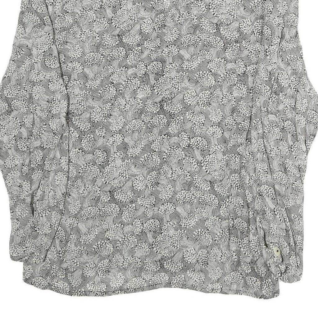 YESSICA Womens Grey Printed Long Sleeve V-Neck Blouse M Patterned Top