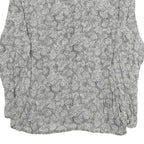 YESSICA Womens Grey Printed Long Sleeve V-Neck Blouse M Patterned Top