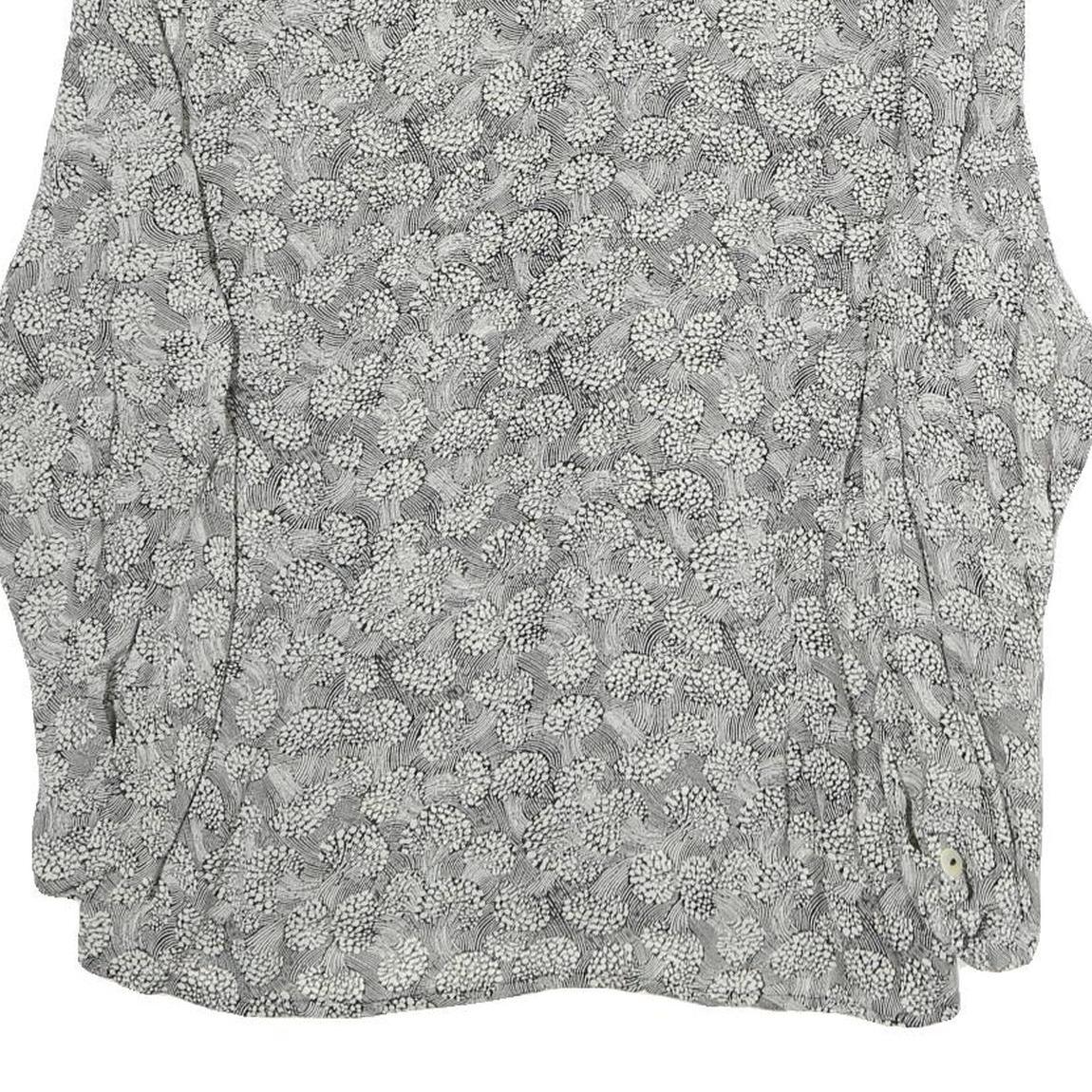 YESSICA Womens Grey Printed Long Sleeve V-Neck Blouse M Patterned Top