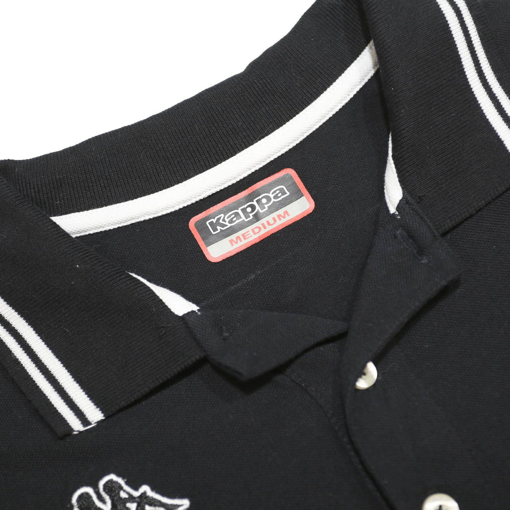 KAPPA Mens Black & White Polo Shirt M Cotton Classic Fit Logo Casual