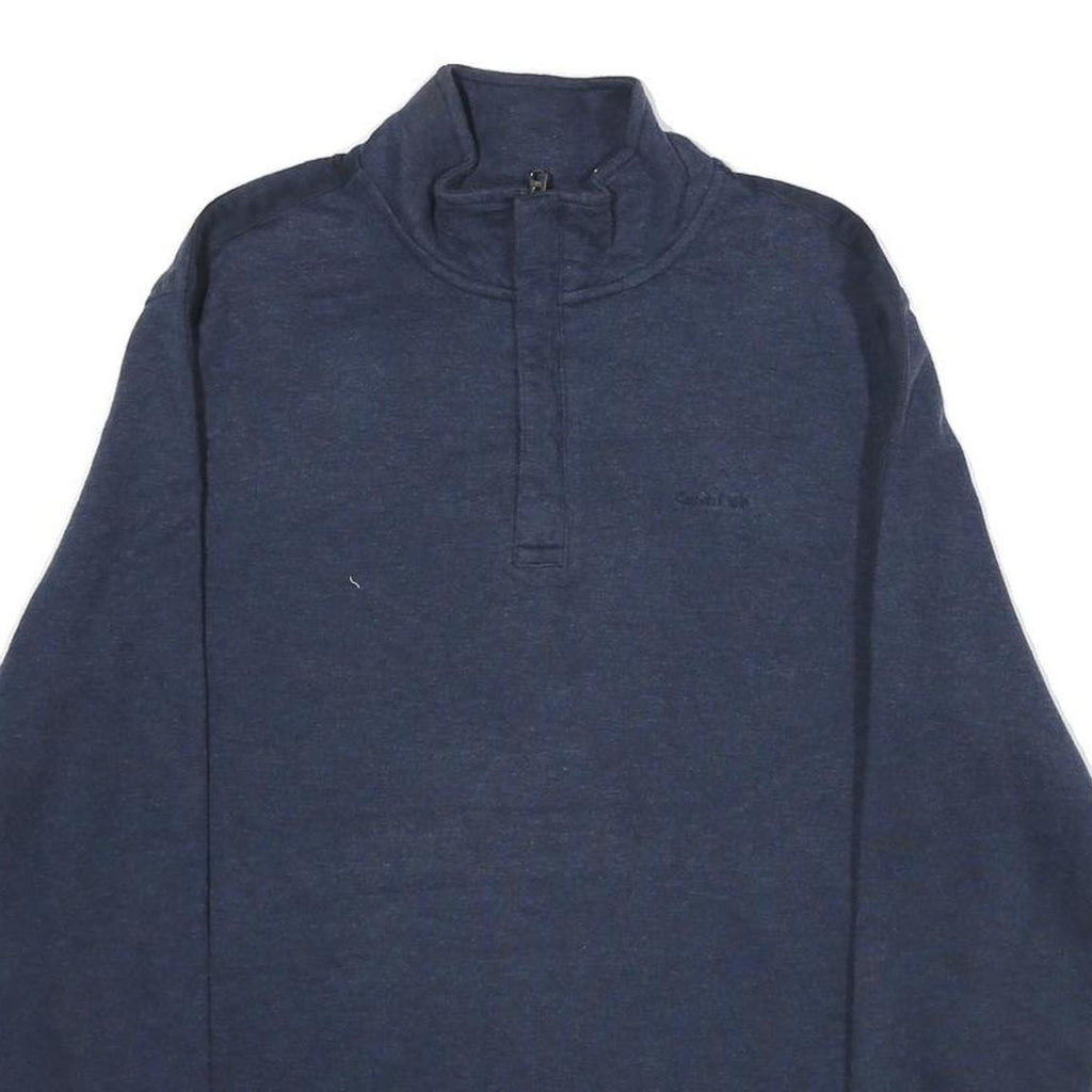 CALVIN KLEIN Mens Blue Half Zip M Cotton Blend Casual Sweatshirt