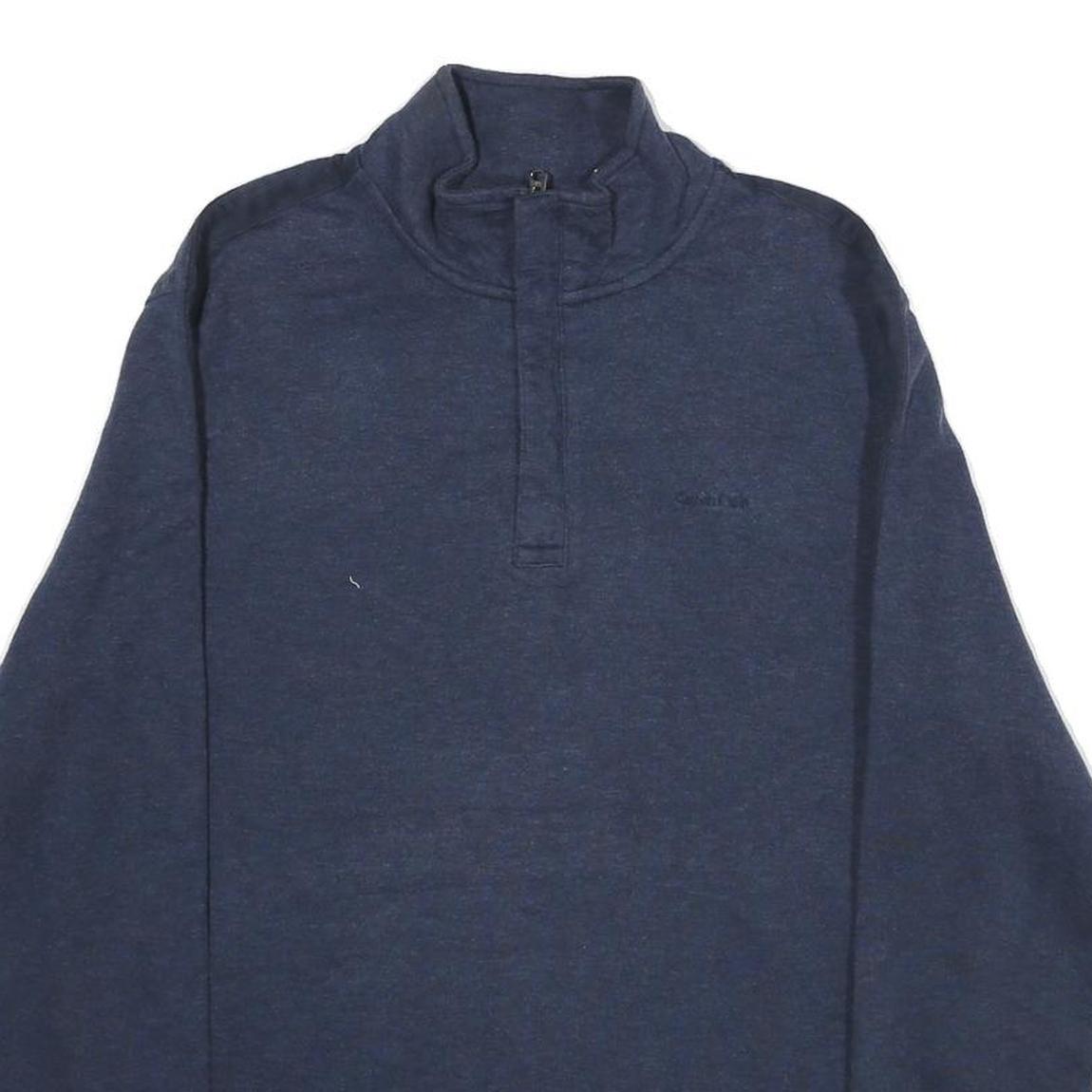 CALVIN KLEIN Mens Blue Half Zip M Cotton Blend Casual Sweatshirt