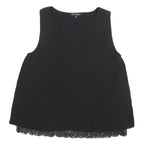 MASSIMO DUTTI Womens Black Lace Trim Sleeveless V-Neck Top M Ribbed