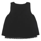 MASSIMO DUTTI Womens Black Lace Trim Sleeveless V-Neck Top M Ribbed