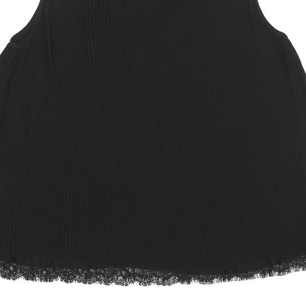 MASSIMO DUTTI Womens Black Lace Trim Sleeveless V-Neck Top M Ribbed