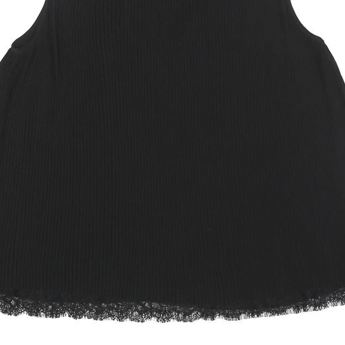 MASSIMO DUTTI Womens Black Lace Trim Sleeveless V-Neck Top M Ribbed