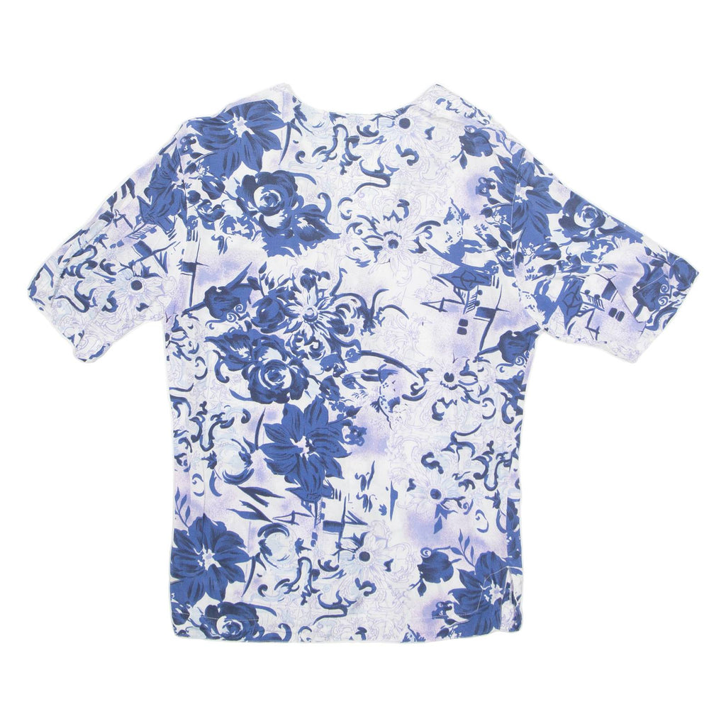 BETH BARCLAY Womens Printed Blouse Blue V-Neck Crazy Pattern L