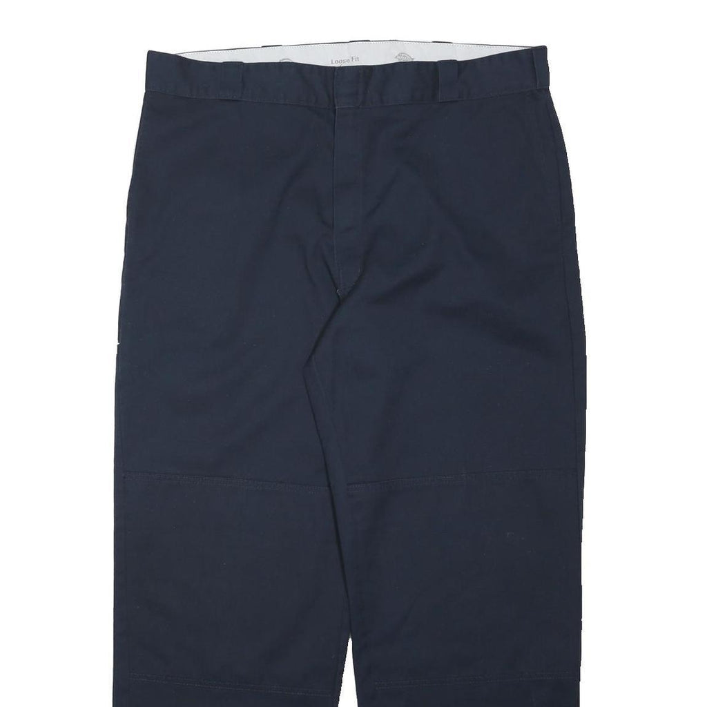 DICKIES Mens Polyester Blend Navy Loose Tapered Trousers W40 L31 Workwear Zip
