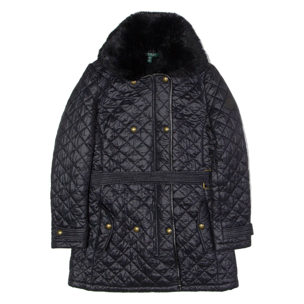LAUREN RALPH LAUREN Womens Quilted Jacket Black Nylon Diamond XS