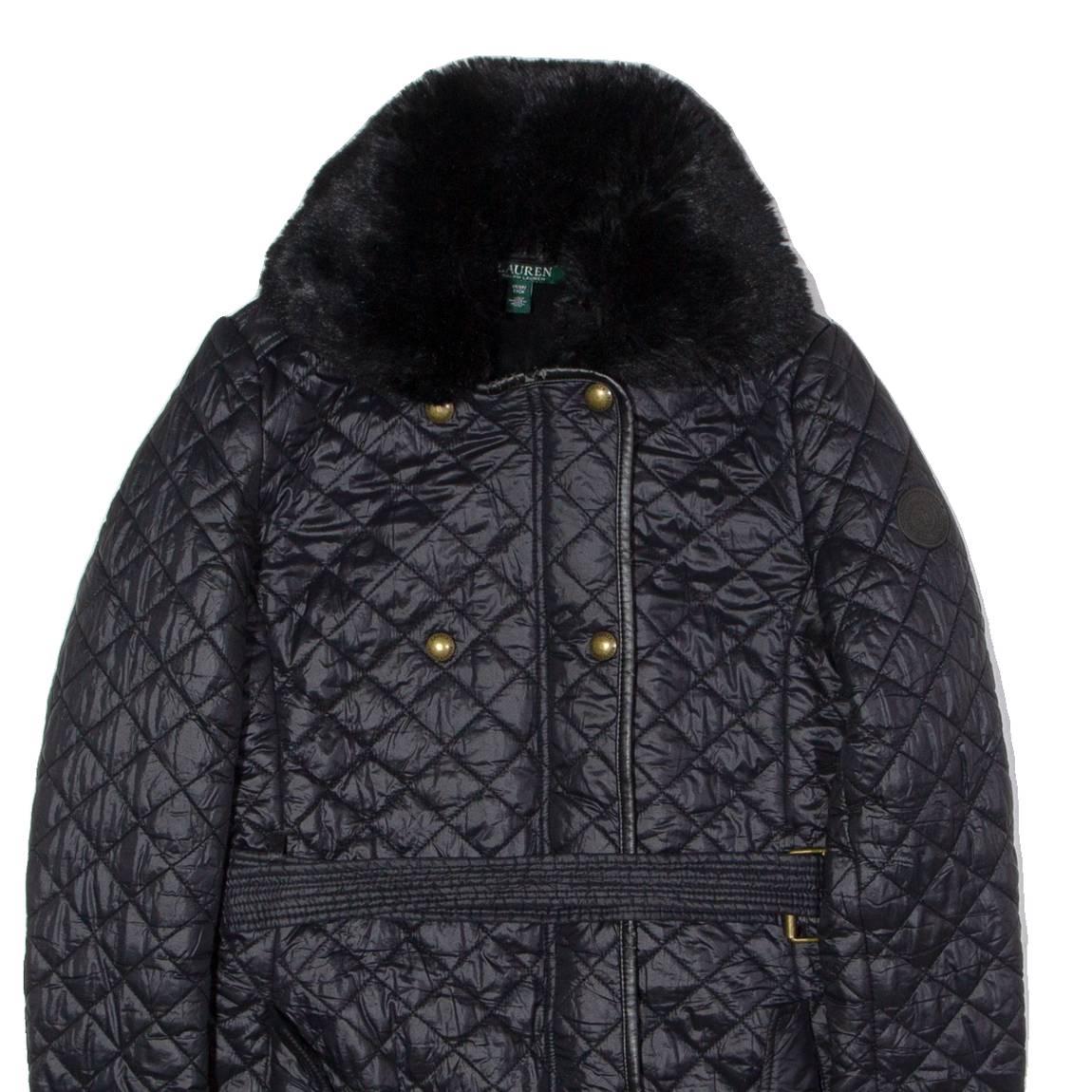 LAUREN RALPH LAUREN Womens Quilted Jacket Black Nylon Diamond XS