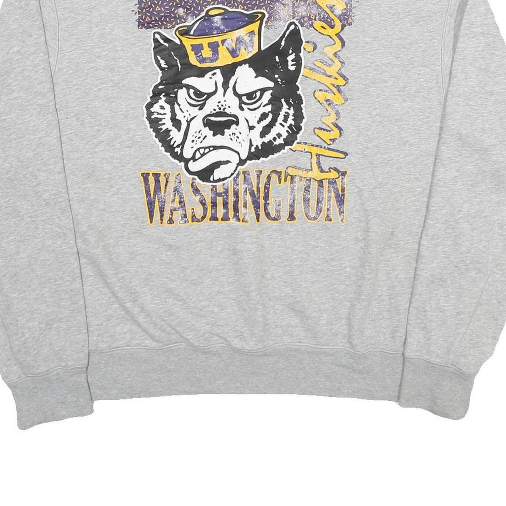 ADIDAS Mens Grey Washington Huskies Crew Neck XL Cotton Blend Sweatshirt
