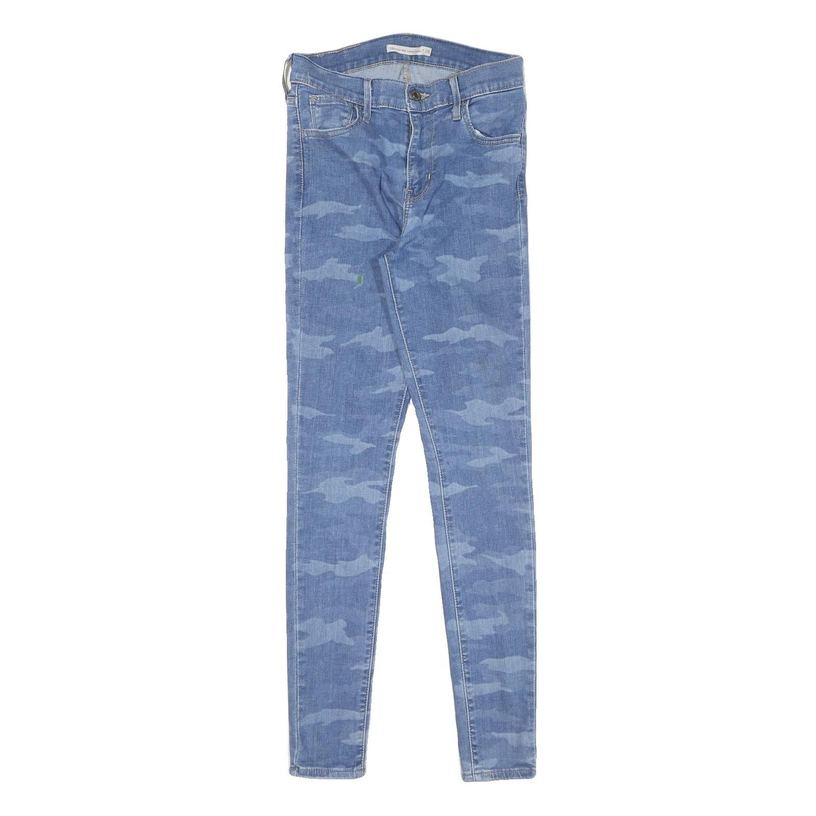 LEVI'S Womens Slim Blue Skinny Denim Light W26 L30 Camouflage Print Jeans