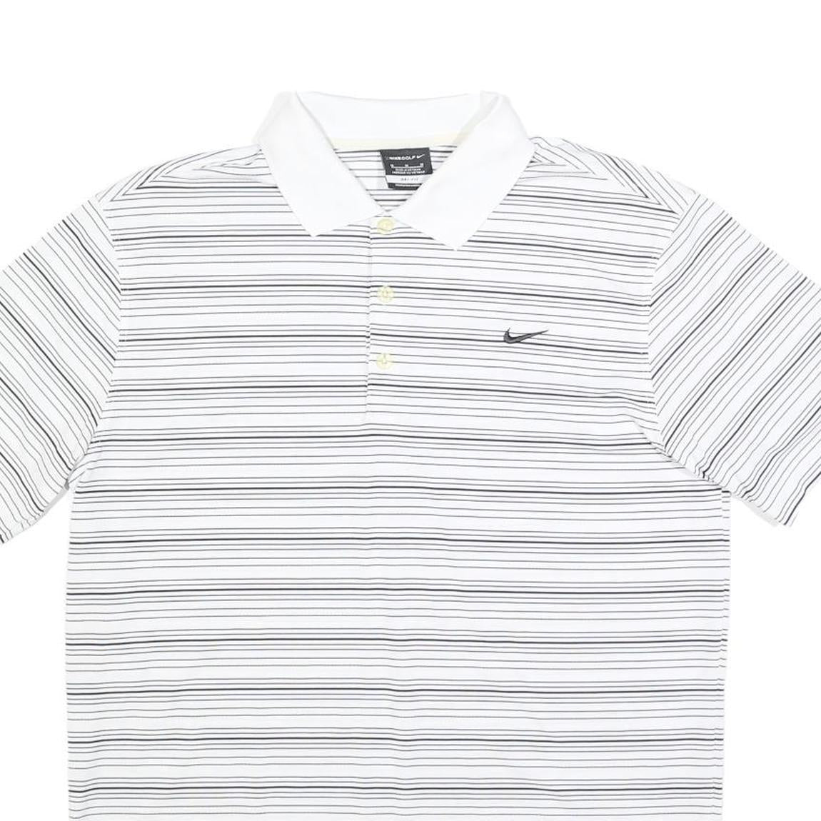 NIKE Mens White & Black Striped Short Sleeve Polo Shirt M Lightweight Sports