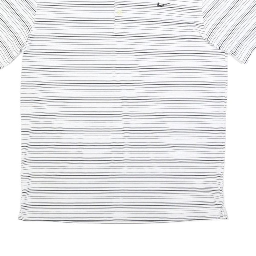 NIKE Mens White & Black Striped Short Sleeve Polo Shirt M Lightweight Sports