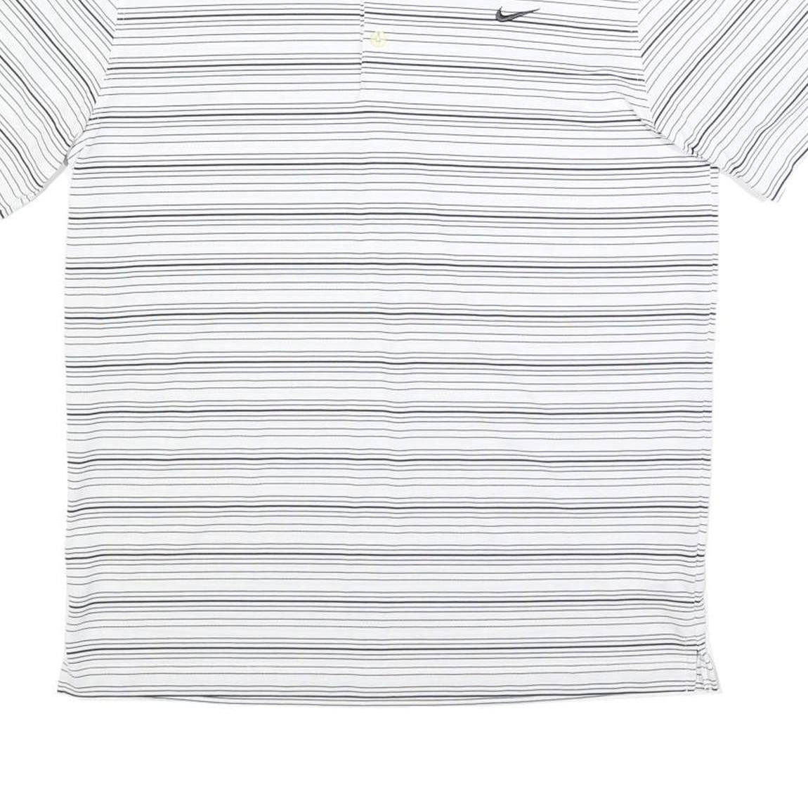 NIKE Mens White & Black Striped Short Sleeve Polo Shirt M Lightweight Sports