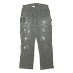CARHARTT Mens Cotton Blend Grey Relaxed Straight Trousers W30 L29 Workwear Cargo