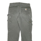 CARHARTT Mens Cotton Blend Grey Relaxed Straight Trousers W30 L29 Workwear Cargo