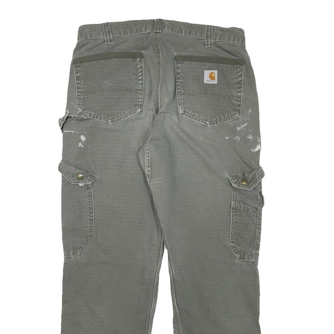 CARHARTT Mens Cotton Blend Grey Relaxed Straight Trousers W30 L29 Workwear Cargo