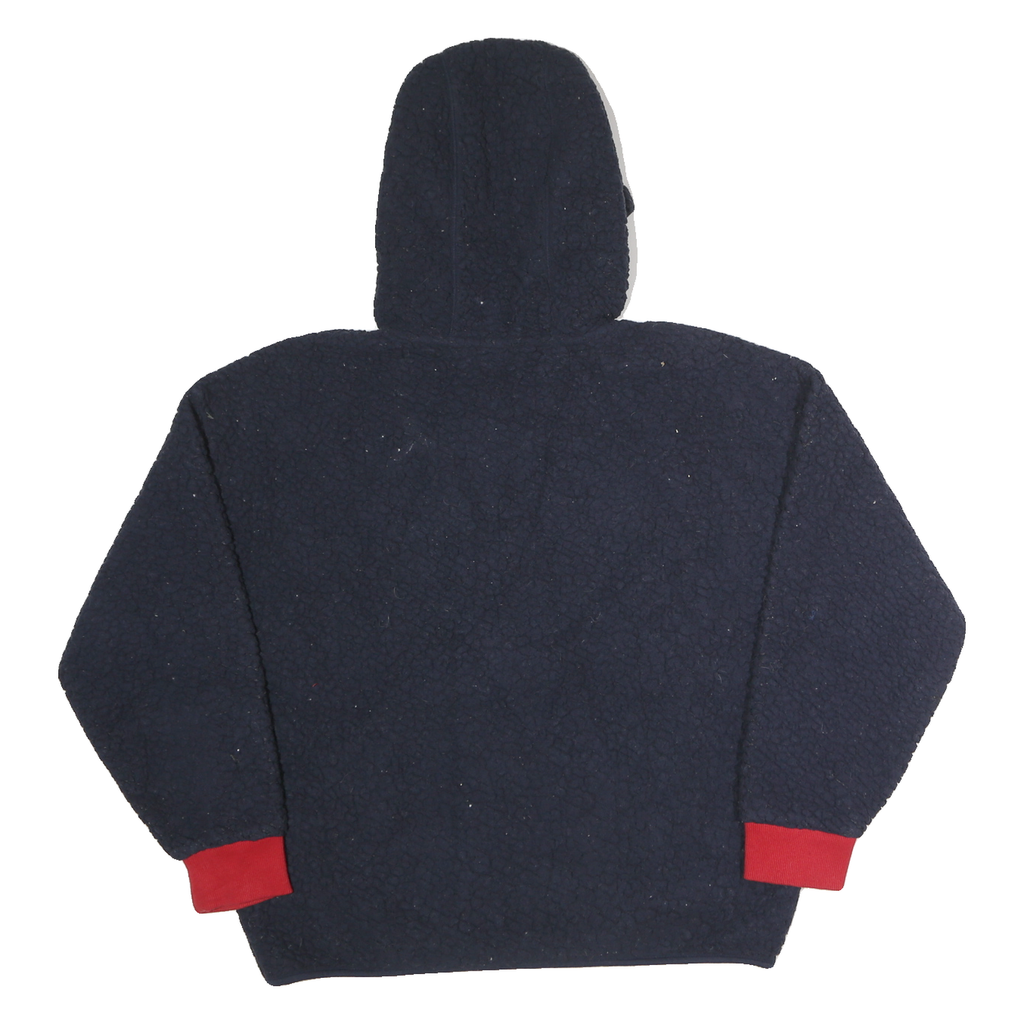 TOMMY SPORT Mens Navy Blue Red & White Chevron Zip Jacket M Cotton Sherpa