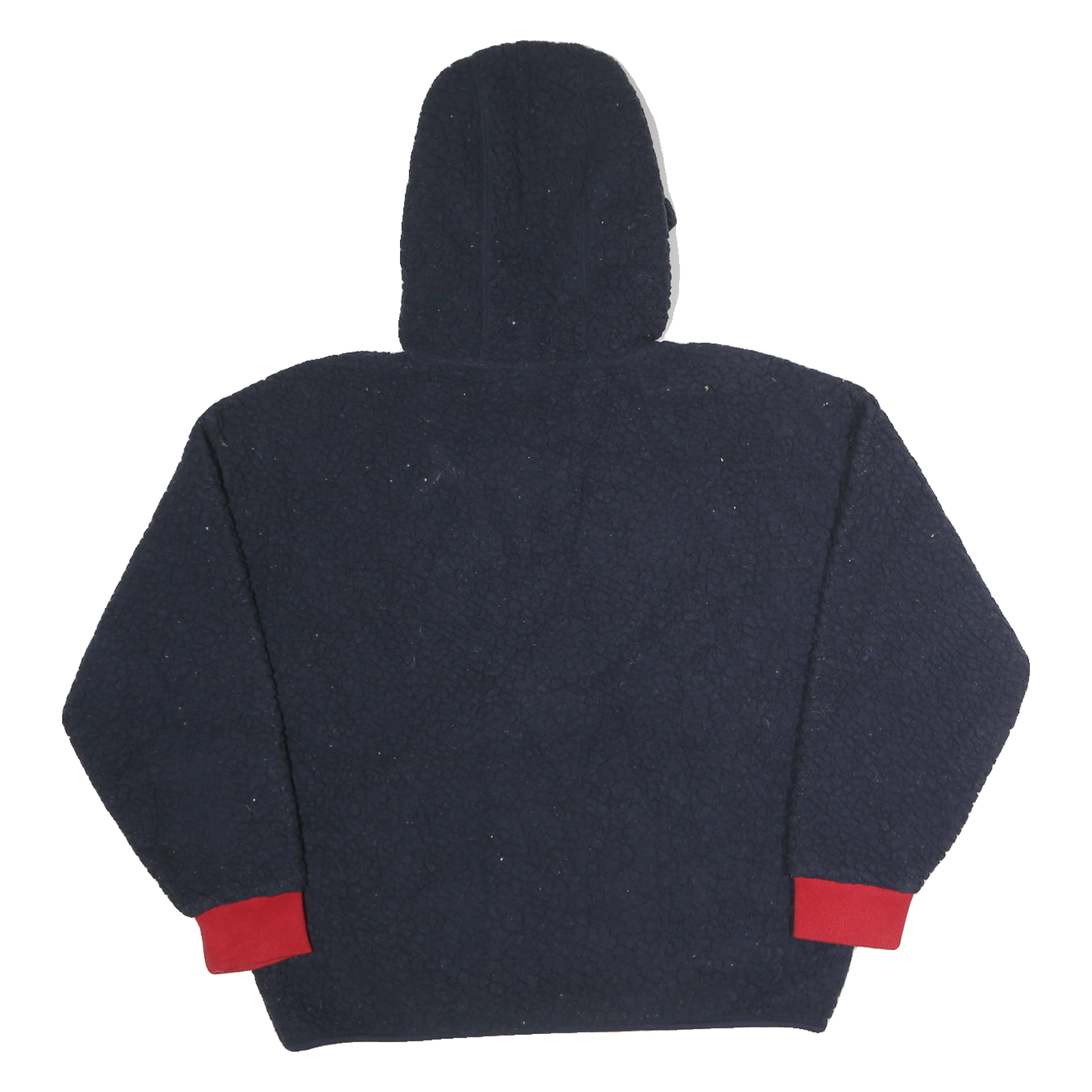 TOMMY SPORT Mens Navy Blue Red & White Chevron Zip Jacket M Cotton Sherpa