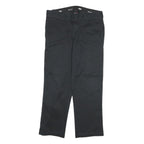 DICKIES Mens Cotton Blend Black Slim Straight Trousers W27 L28 Workwear