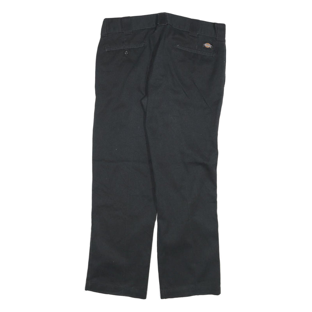 DICKIES Mens Cotton Blend Black Slim Straight Trousers W27 L28 Workwear