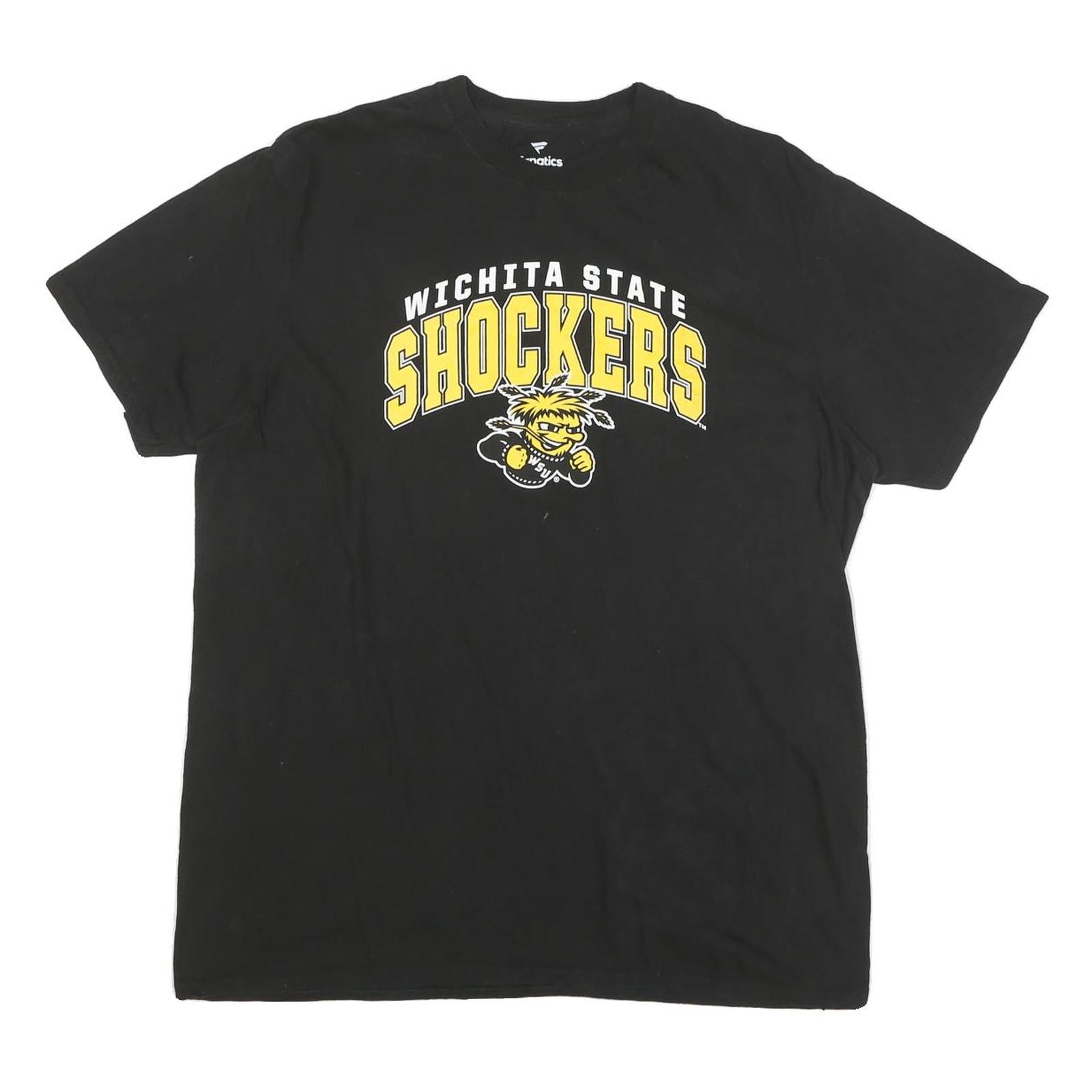 FANATICS Mens Black Wichita State Shockers Graphic T-Shirt XL Cotton Blend Crew