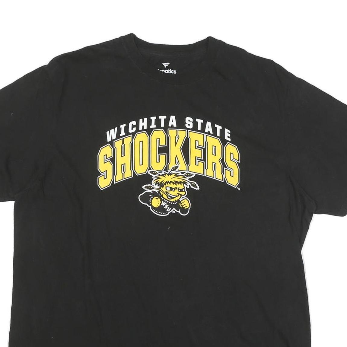 FANATICS Mens Black Wichita State Shockers Graphic T-Shirt XL Cotton Blend Crew