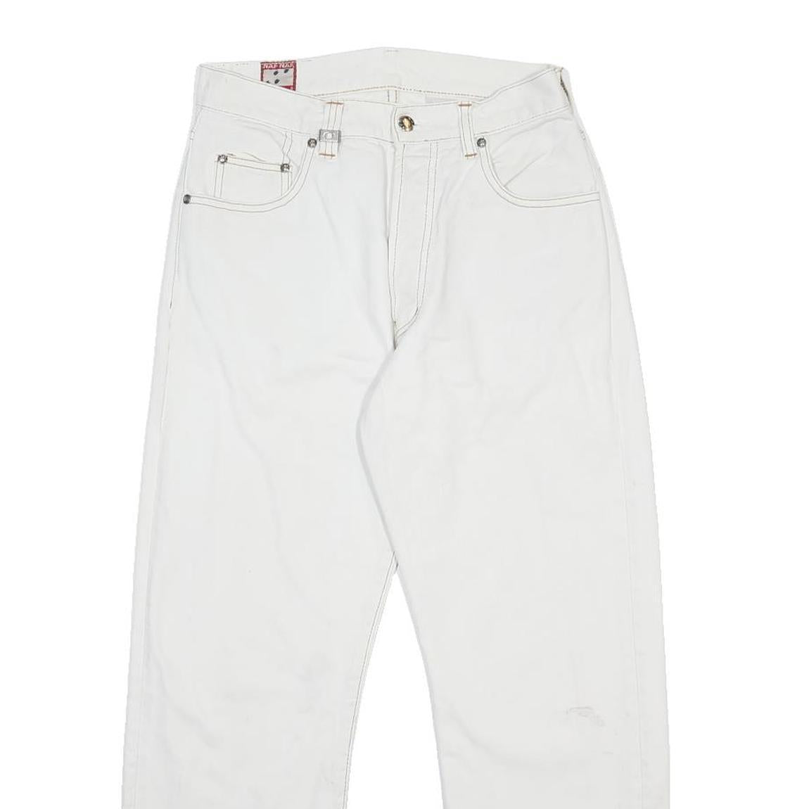 NAF NAF Womens Relaxed White Cotton Jeans Button Closure W26 L26 Casual Vintage