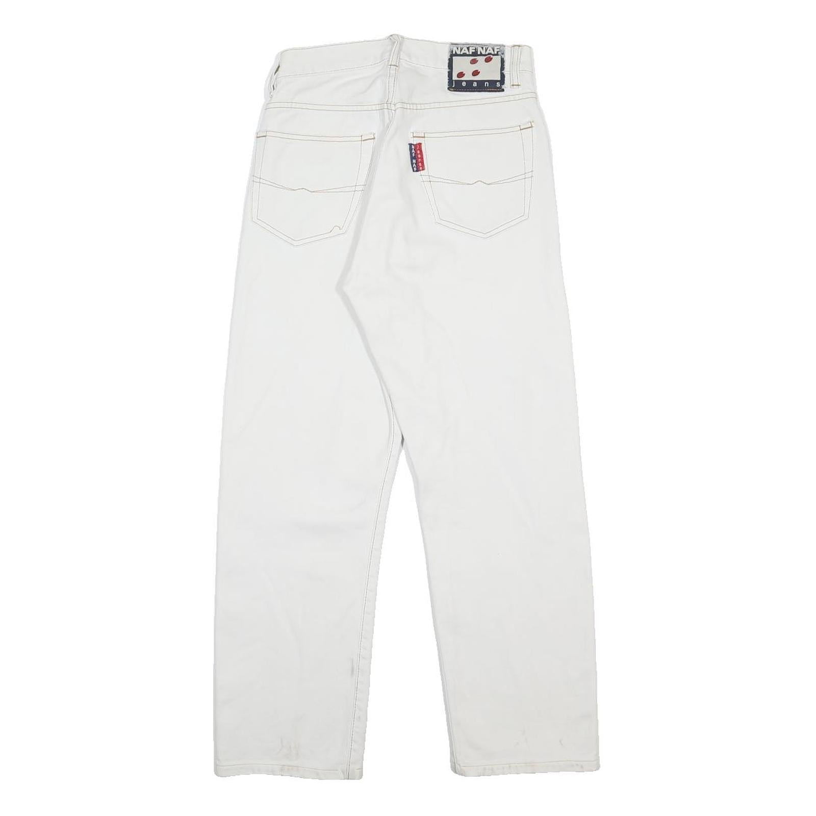 NAF NAF Womens Relaxed White Cotton Jeans Button Closure W26 L26 Casual Vintage