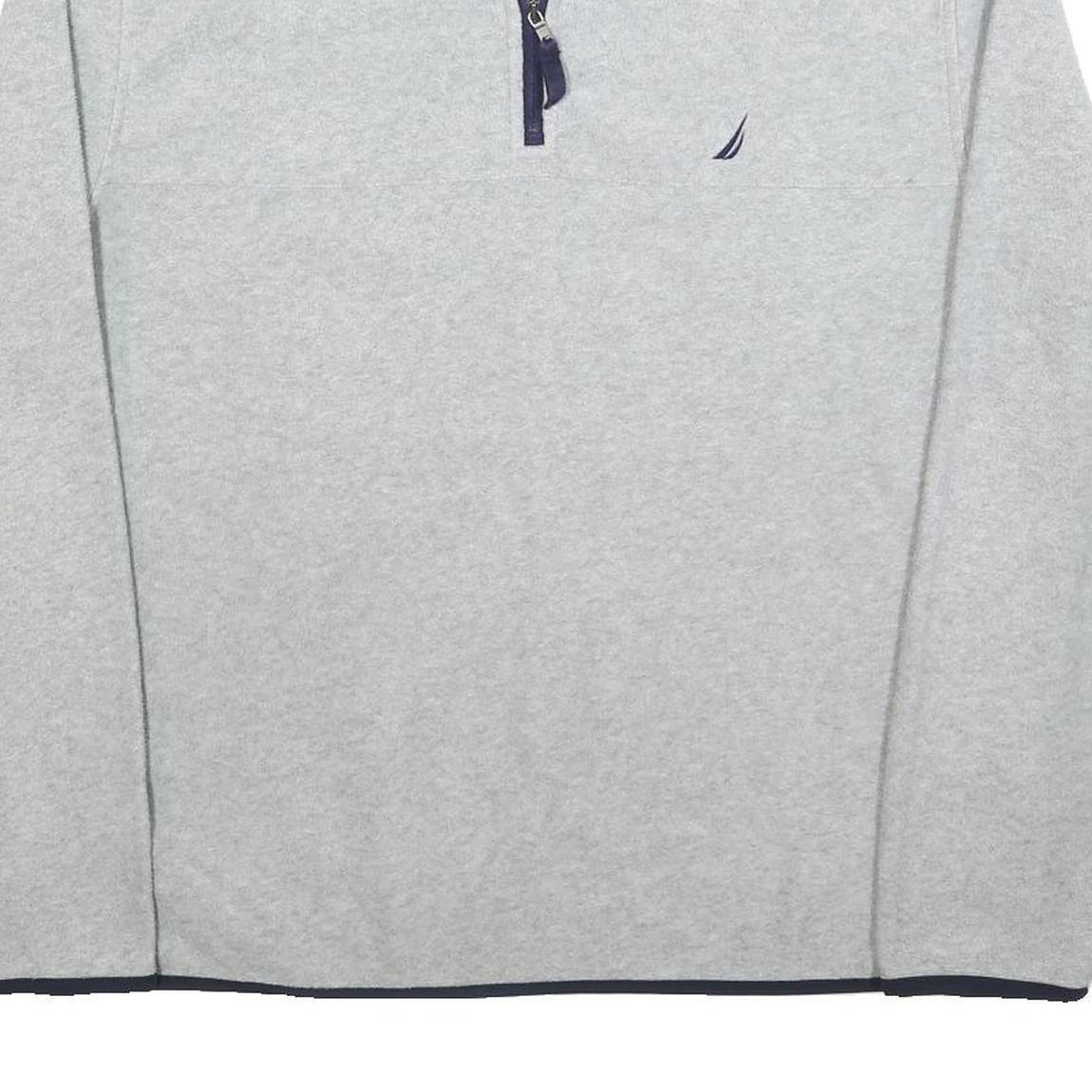 NAUTICA Mens Grey & Navy Colourblock Plain Quarter Zip Pullover Jumper L Casual