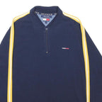 TOMMY JEANS Mens Navy Blue Yellow Stripe Long Sleeve Polo Shirt L Cotton Blend