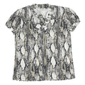MORGAN Y2K Womens Black Beige Print Top Short Sleeve V-Neck M Stylish Polyester