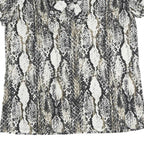 MORGAN Y2K Womens Black Beige Print Top Short Sleeve V-Neck M Stylish Polyester