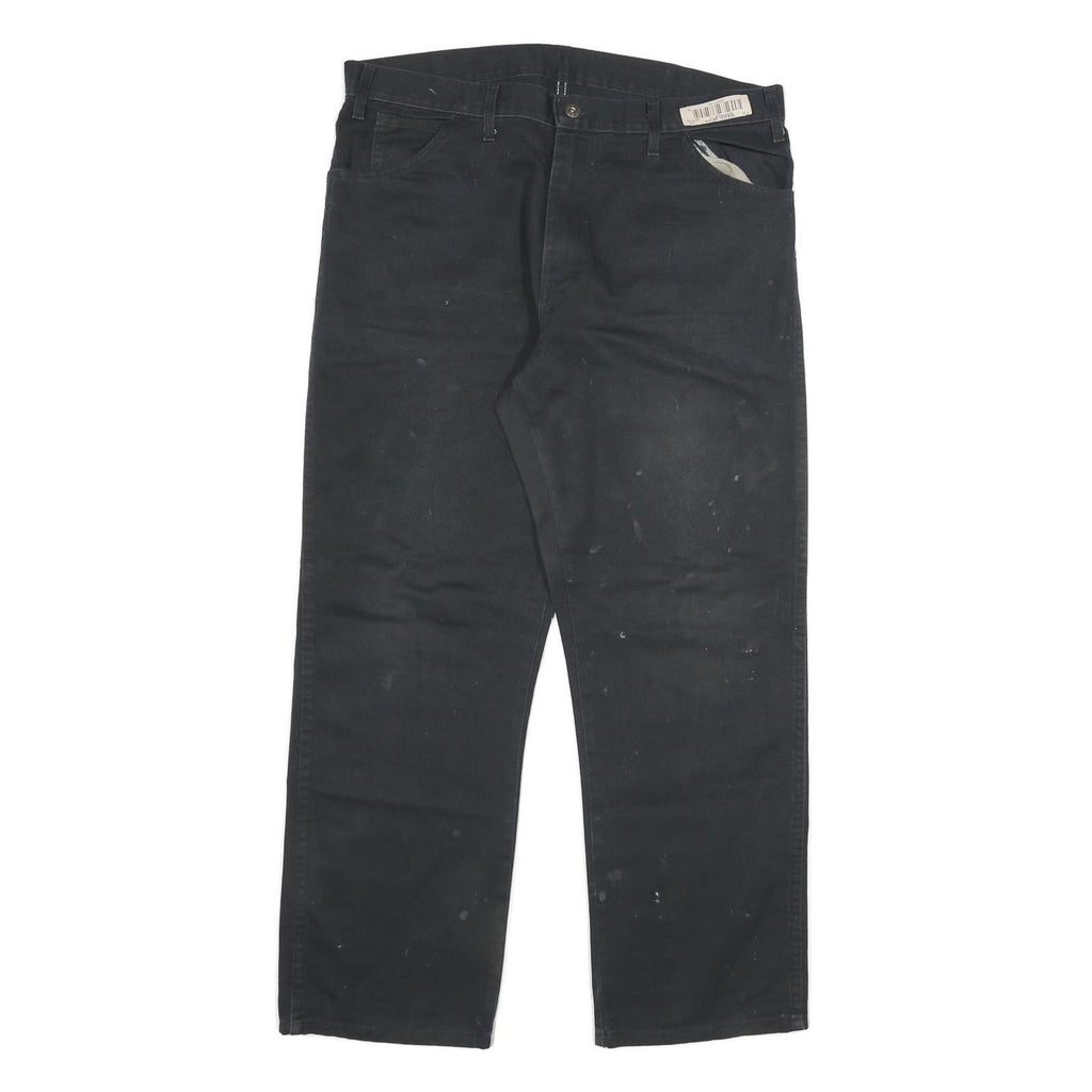 DICKIES Mens Black Regular Fit Straight Leg Cotton Blend Trousers W38 L30