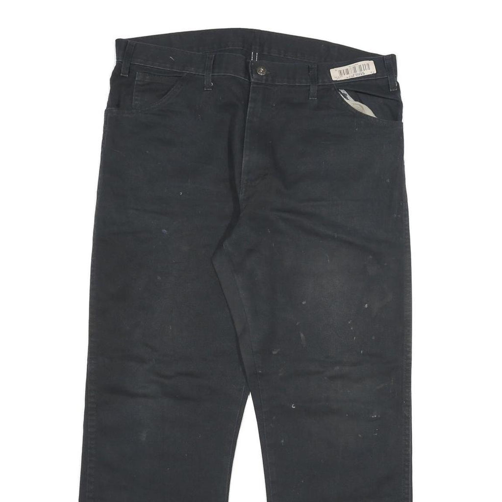 DICKIES Mens Black Regular Fit Straight Leg Cotton Blend Trousers W38 L30