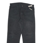 DICKIES Mens Black Regular Fit Straight Leg Cotton Blend Trousers W38 L30