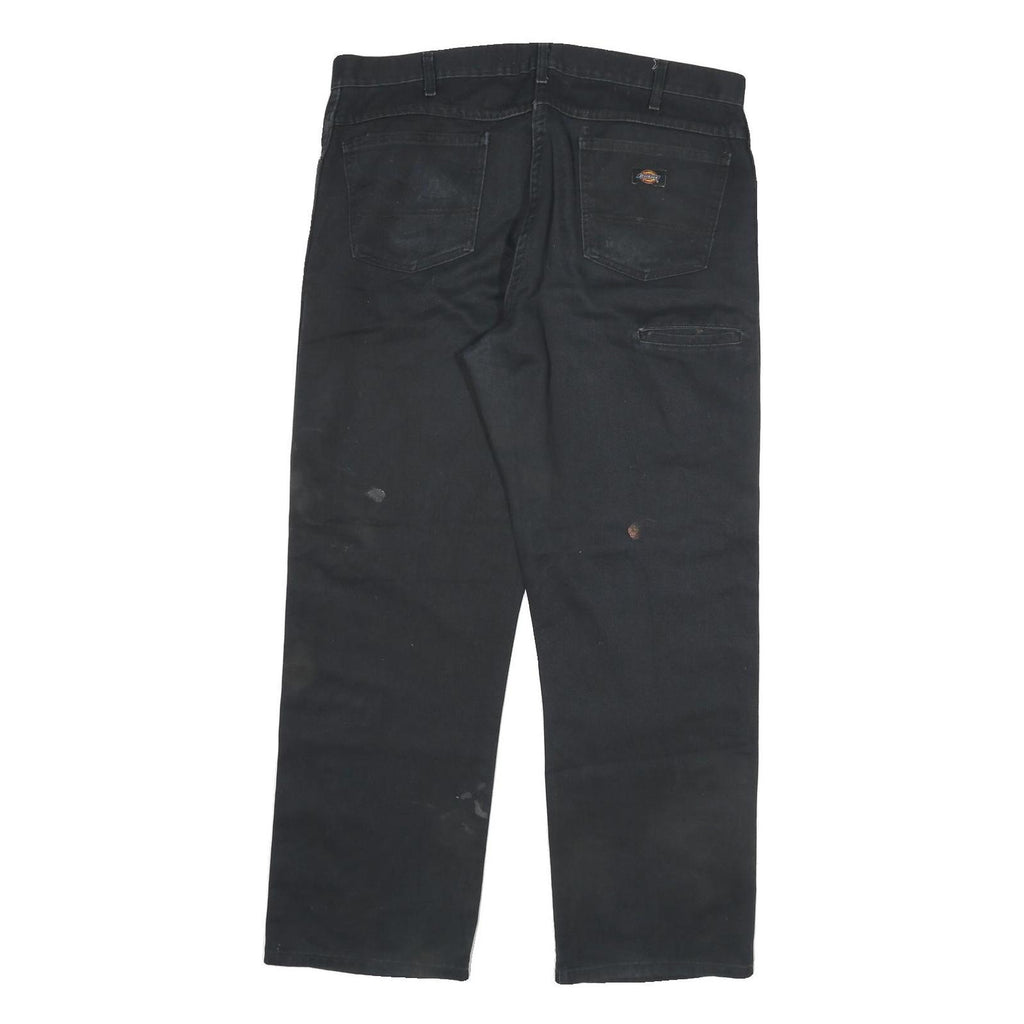 DICKIES Mens Black Regular Fit Straight Leg Cotton Blend Trousers W38 L30