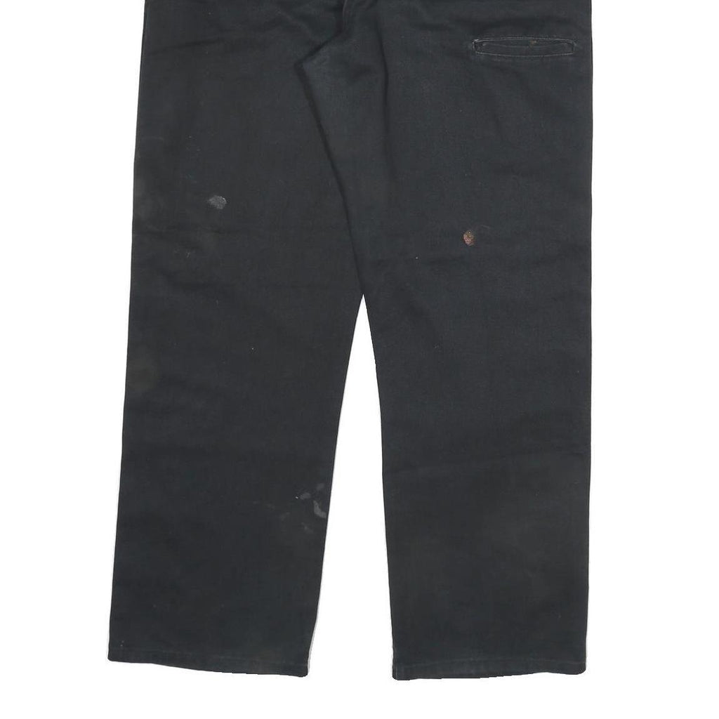 DICKIES Mens Black Regular Fit Straight Leg Cotton Blend Trousers W38 L30