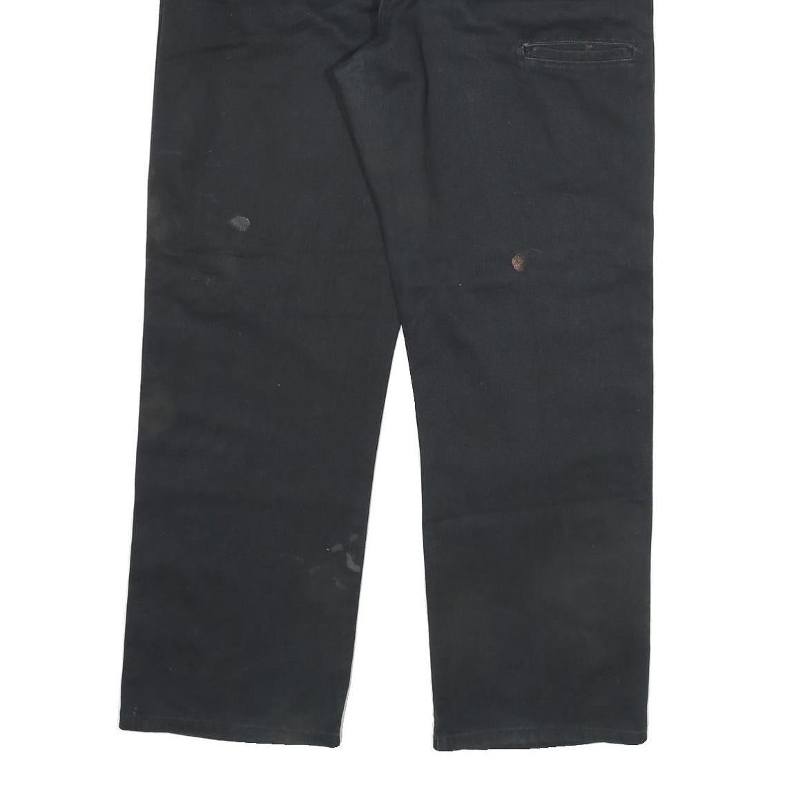 DICKIES Mens Black Regular Fit Straight Leg Cotton Blend Trousers W38 L30