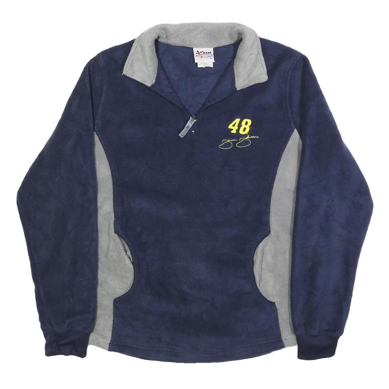 CHASE AUTHENTICS Womens Navy & Grey Sports Jumper Polyester 1/4 Zip Pullover L