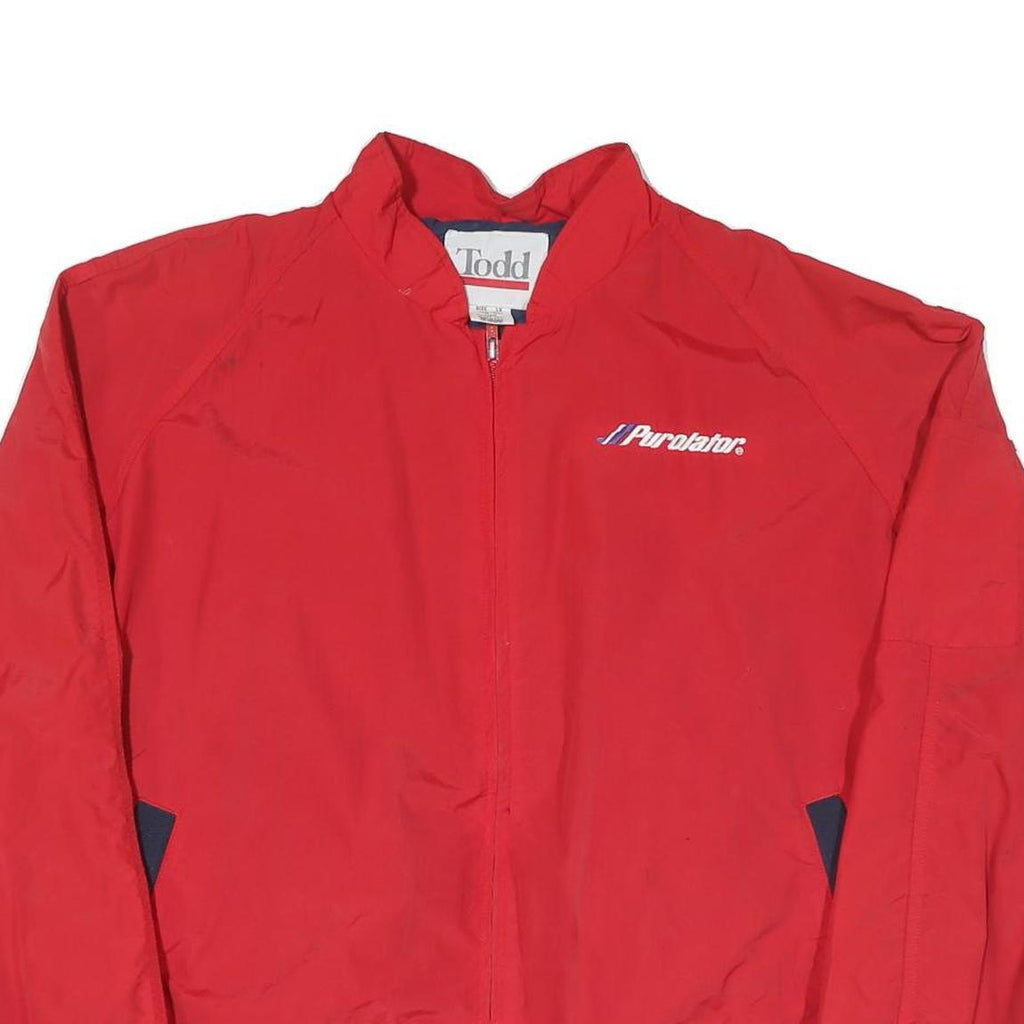 TODD Mens Red Purolator Jacket XL Polyester Blend Zip Casual Streetwear
