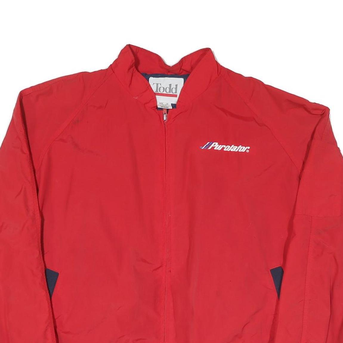 TODD Mens Red Purolator Jacket XL Polyester Blend Zip Casual Streetwear