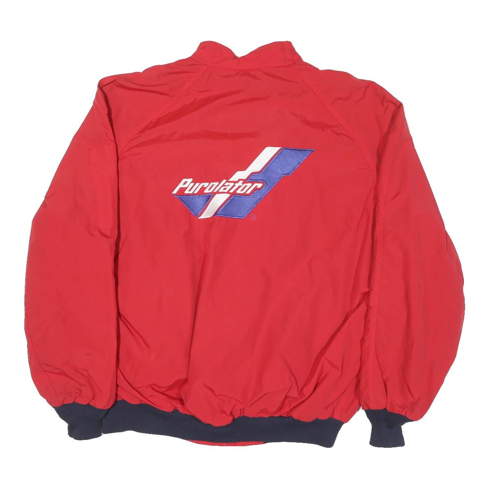 TODD Mens Red Purolator Jacket XL Polyester Blend Zip Casual Streetwear