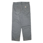 CARHARTT Mens Regular Fit Cotton Blend Grey Trousers W38 L32 Workwear Zip