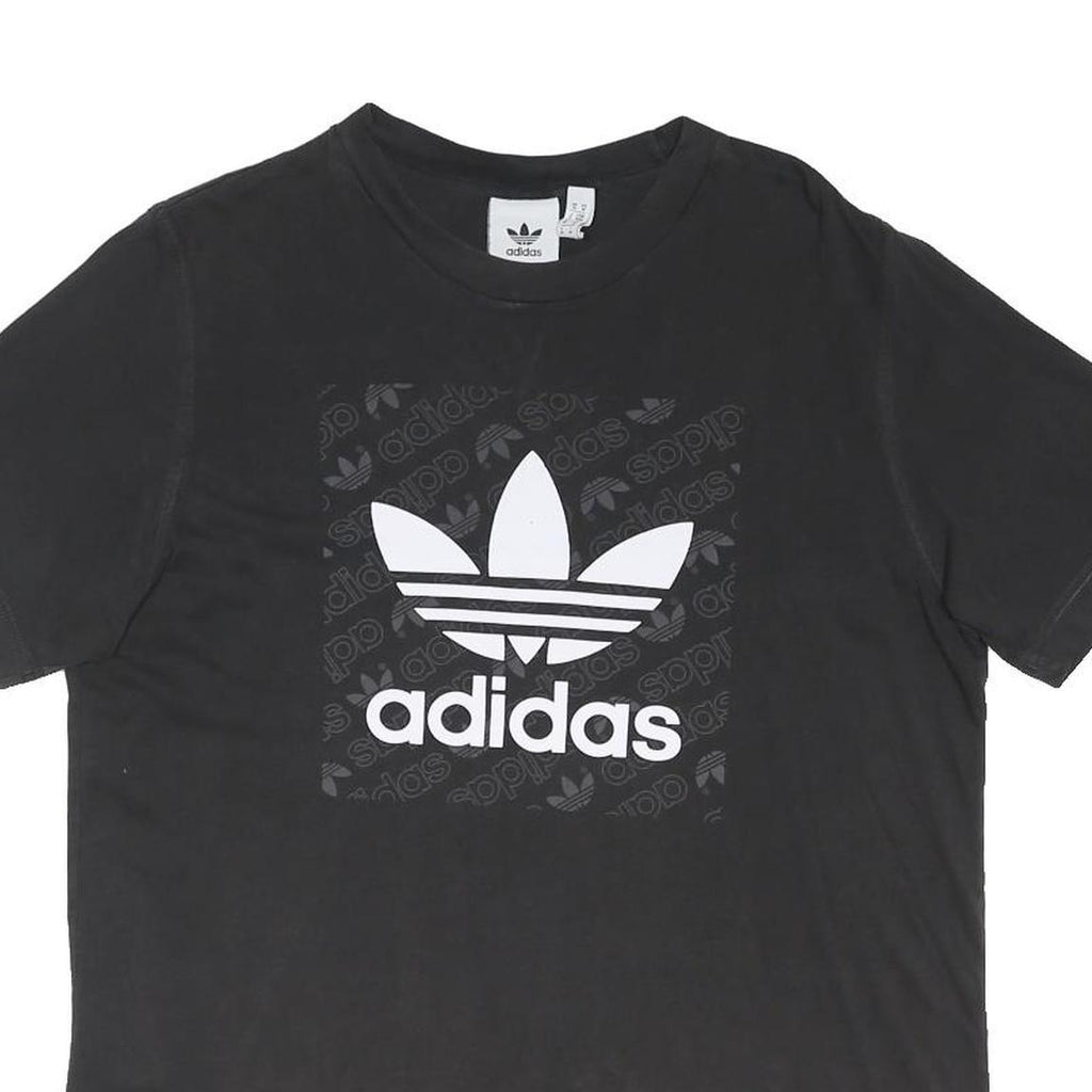 ADIDAS ORIGINALS Mens Black Logo Graphic T-Shirt M Short Sleeve Crew Neck Casual